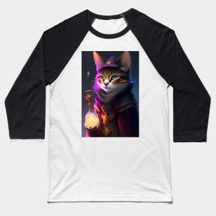 Witch Cat - Modern Digital Art Baseball T-Shirt